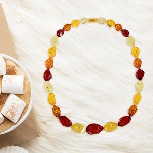 V3 Jewelry Multi Color Amber Beaded Statement Necklace-24"